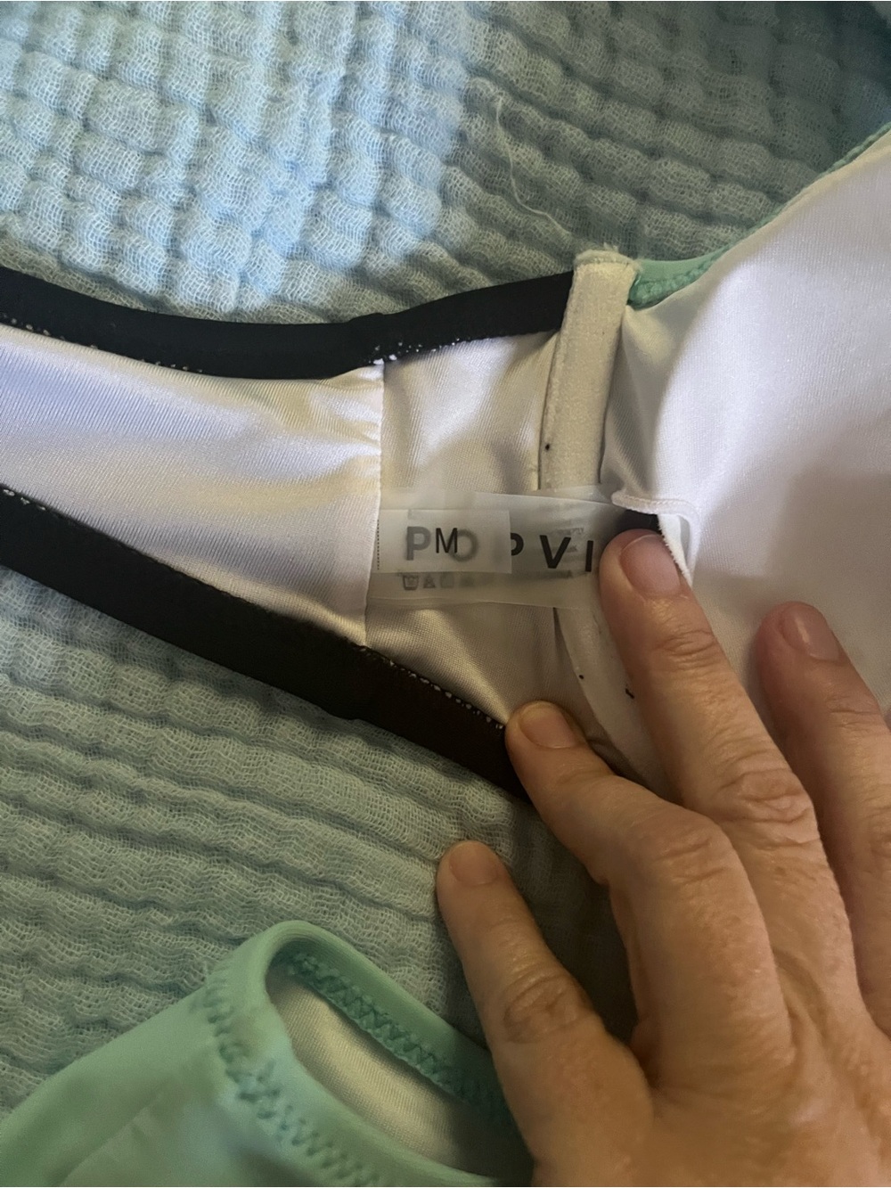 Mint & Black Two-Tone! Bikini Top Has Underwire Bra! High Waisted- Petite Medium - Picture 3 of 11